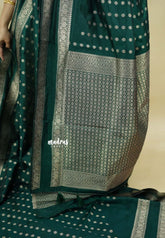 Dark Green - Raaga - Premium Raw Mango silk saree with Rettabeta Border and Buttas